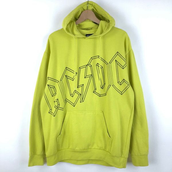 【古着】 AC/DC エーシーディーシー スウェットパーカー デカロゴプリント やや薄手 イエロー系 メンズL 【中古】 n060164