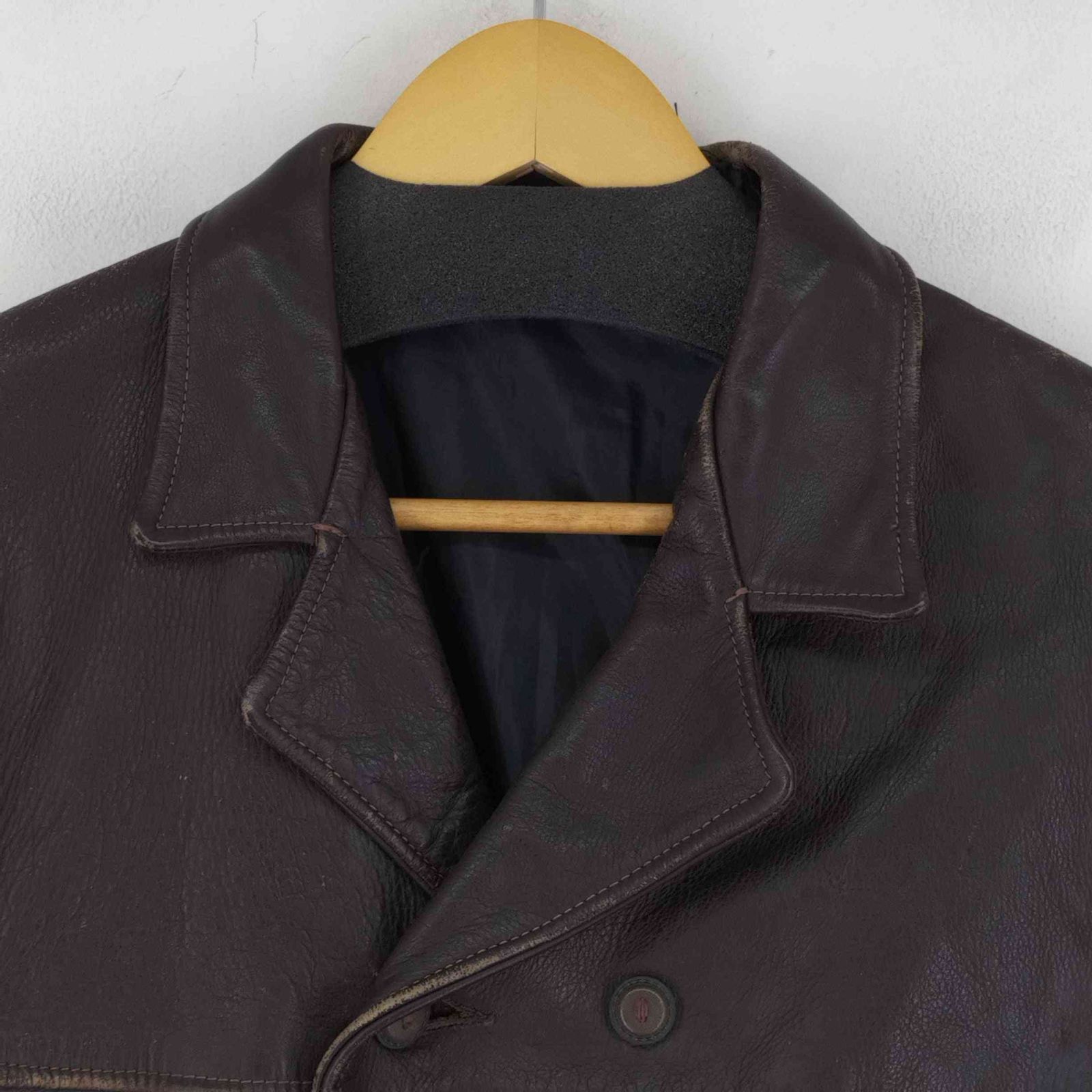 USED古着(ユーズドフルギ) 斜めポケット ダブルブレスト レザージャケット 