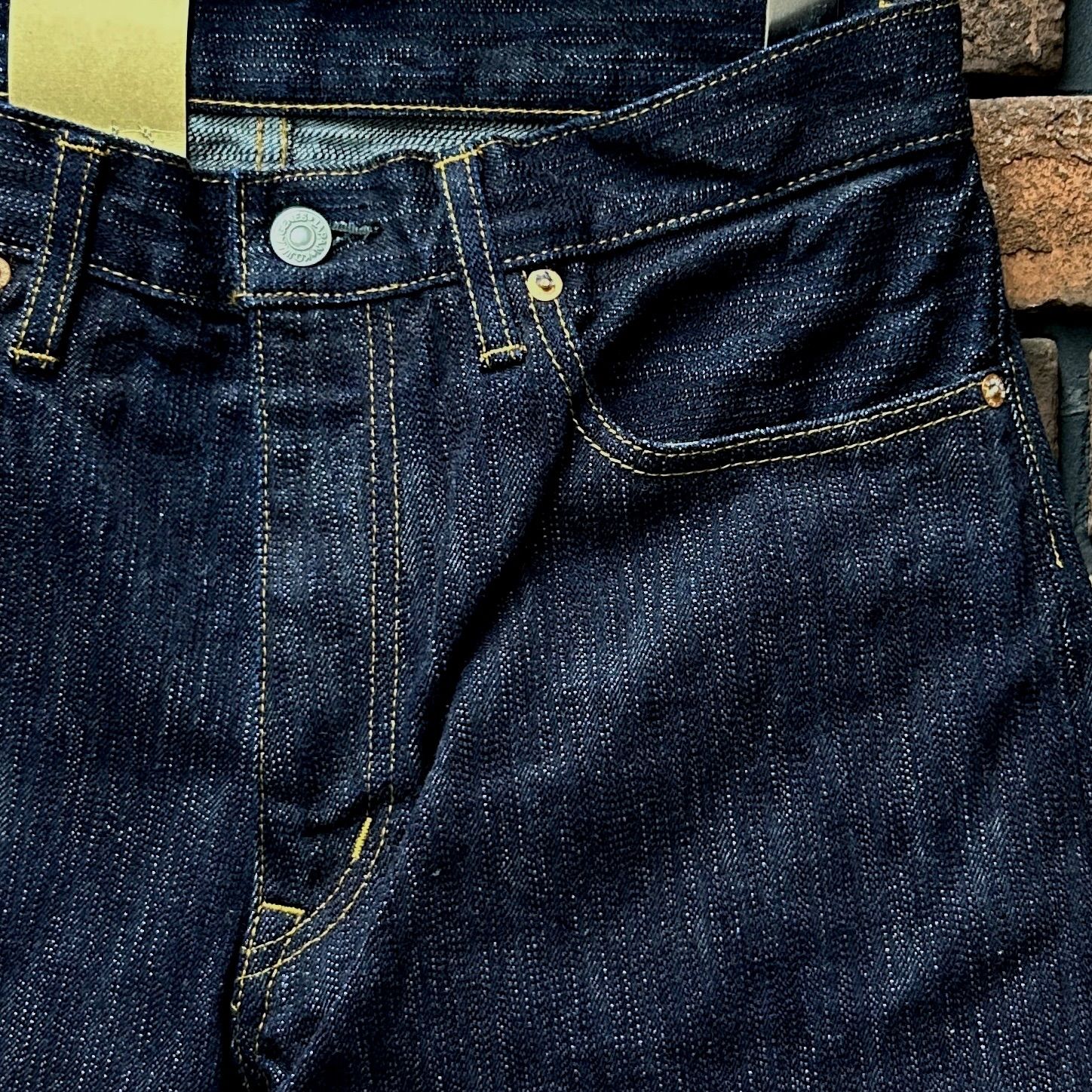 児島ジーンズ 19ozスラブセルビッチストレートZIPデニムパンツ 