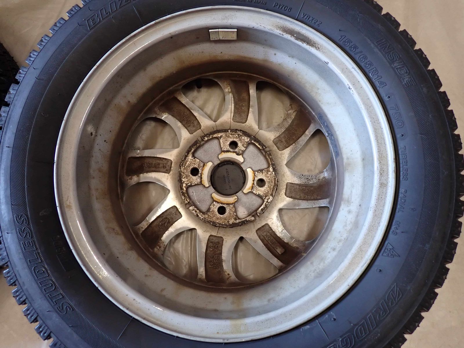 激安で高品質＆送料無料！ 冬 製 4本SET 会社宛 155 65R14×4.5J 75Q ブリヂストン ブリザック VRX2 日産 純正アルミ OEM モコ ルークス NO D6183