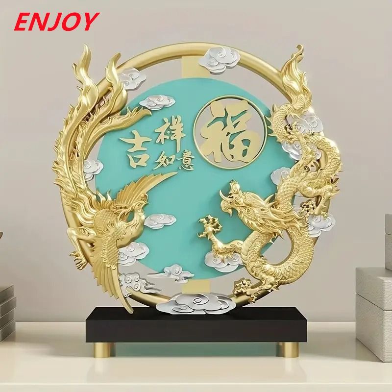 発売中 ドラゴン 龍 竜 鳳凰 鳥 樹脂 ブルー 青 置物 オブジェ 金龍 風水 開運 縁起 金運 仕事運 健康運 伝統的 高品質 気高い 干支 中国 玄関 寝室 方角 店舗