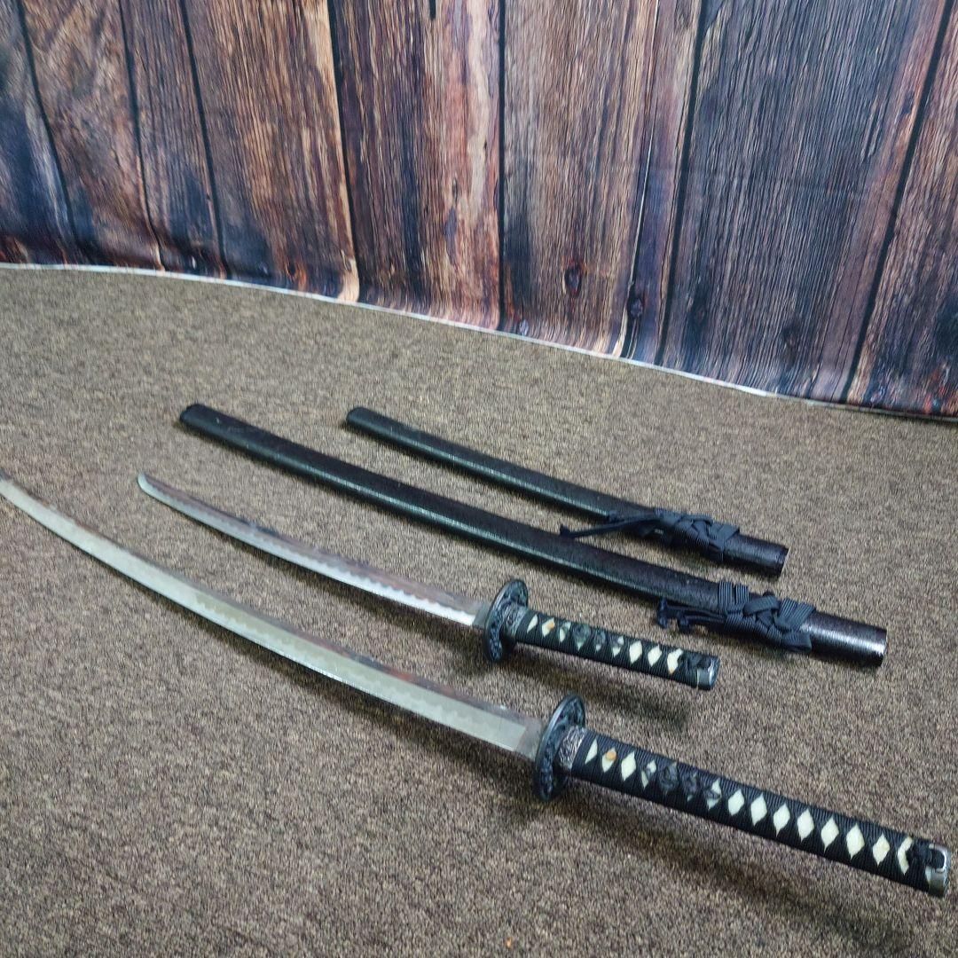 日本刀 鞘付き模造刀 大小2本セット 観賞用 柄グリーン 13116 ホビー・