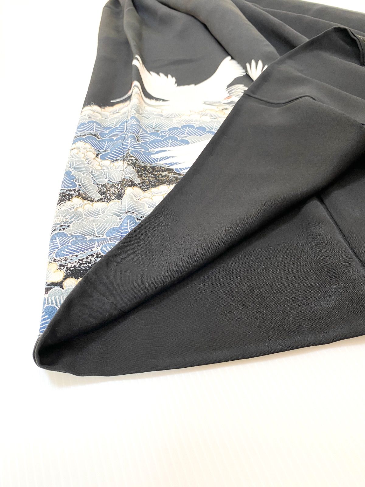 大人可愛いセレブ着物スカートフリーサイズ1点物黒留袖着物リメイクウエストゴムロングスカートフリーサイズ送料込みハンドメイドNO.5720