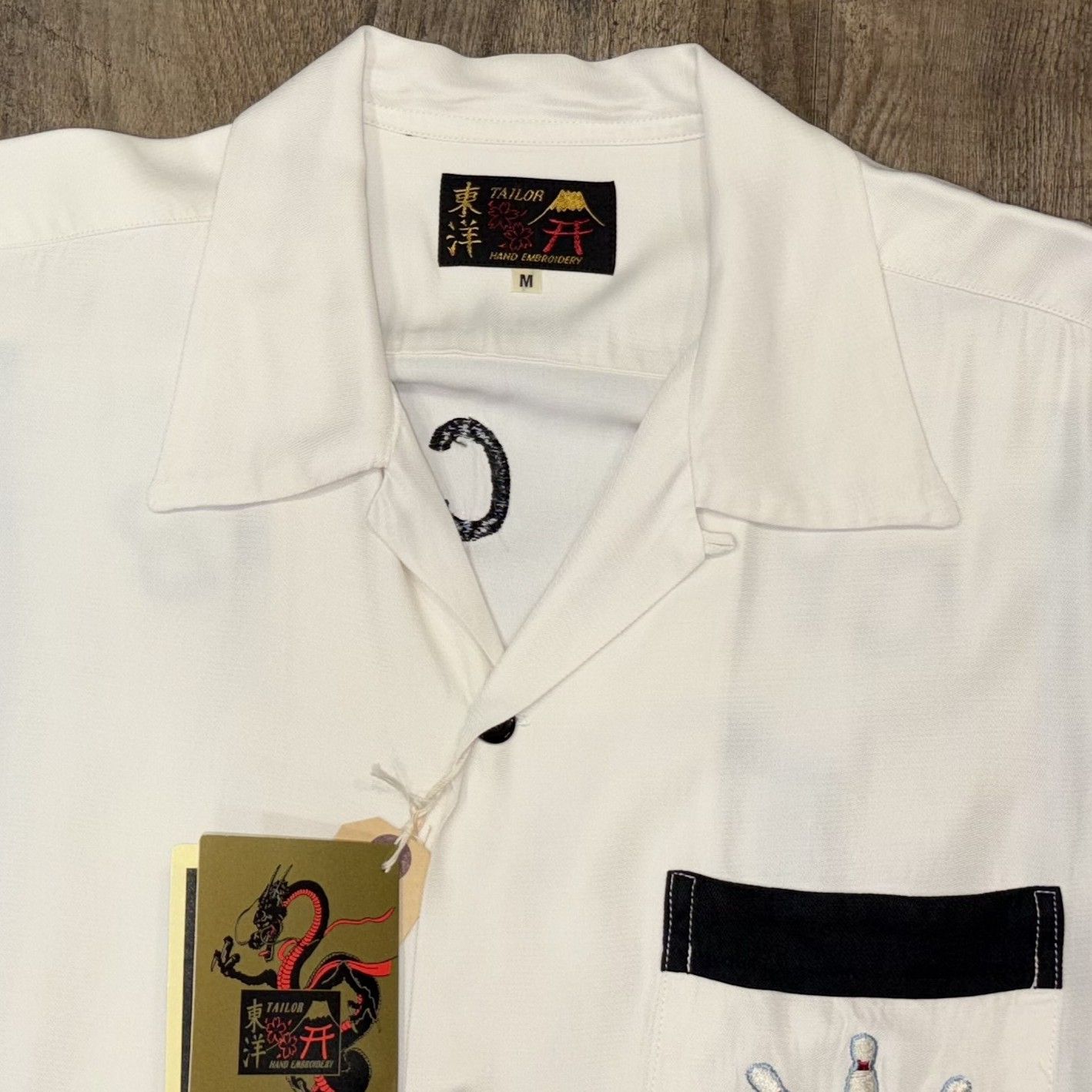 テーラー東洋 スカジャン刺繡 ボウリングシャツ 横須賀 ジャパン 人力車 アメカジ TT39103 105 オフホワイト Mサイズ