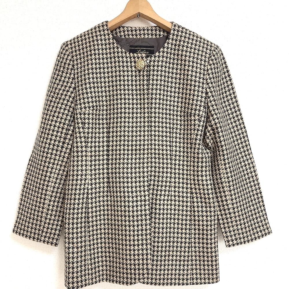 レリアン Leilian スカートスーツ セットアップ 千鳥格子 ゴールド系 9 