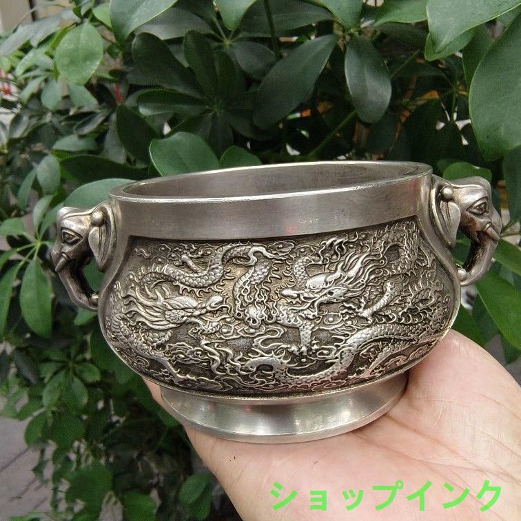 大象耳双龍戯珠香炉 茶道香炉 工芸品 美術品 置物 大象耳双龍戯珠香炉 茶道香炉 工芸品 美術品 置物 - メルカリ