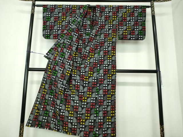 平和屋着物○久留米絣 単衣 変わり格子 綿 逸品 DAAU5820ps