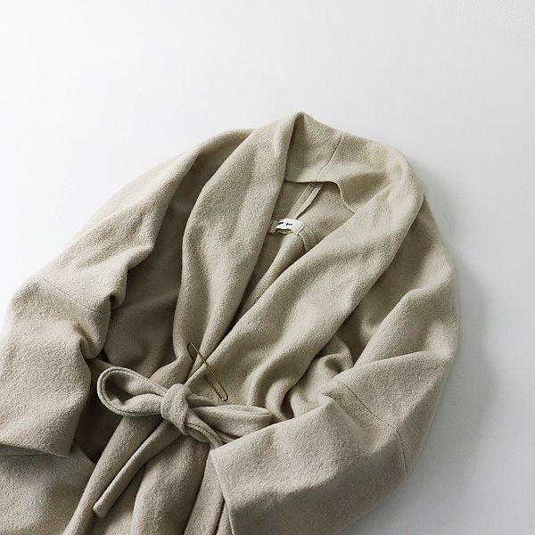 evam eva プレスウールローブコート アイボリー