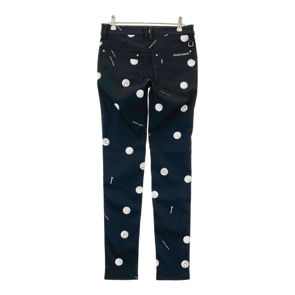 サイズ 0 PEARLY GATES パーリーゲイツ モデル ストレッチパンツ ボール柄 ロゴ柄 ネイビー系 240101533969 ゴルフウェア レディース ストスト