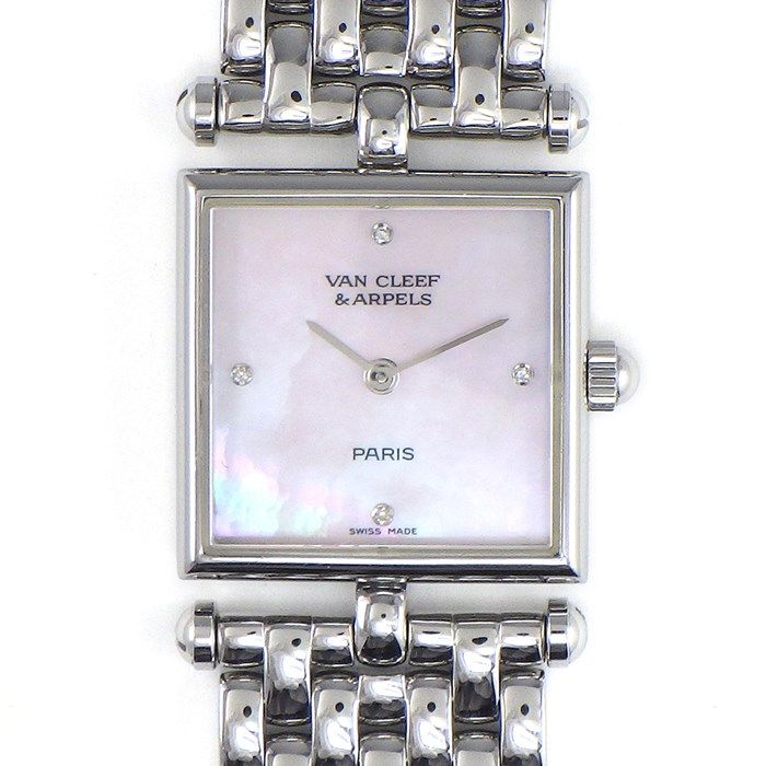 ミキモト シェル型 時計 クリスタルラッカー 青 トラベルクロック