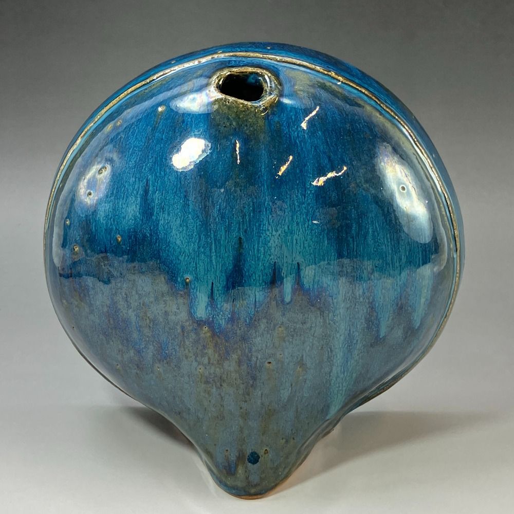 熊倉順吉 作 緑釉扁壷 前衛陶芸家集団 走泥社 陶磁器 _ 花瓶