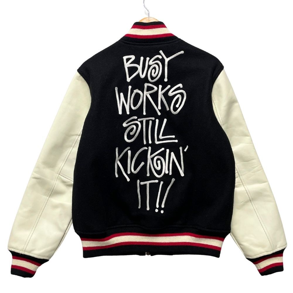 STUSSY ステューシー × BAPE 袖革 スタジャン ブラック サイズL