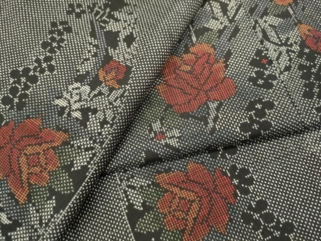 平和屋着物○本場大島紬 7マルキ 草花文 正絹 逸品 未使用 DAAV3270du