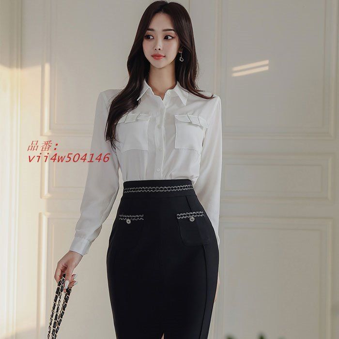 襟付き長袖ブラウス