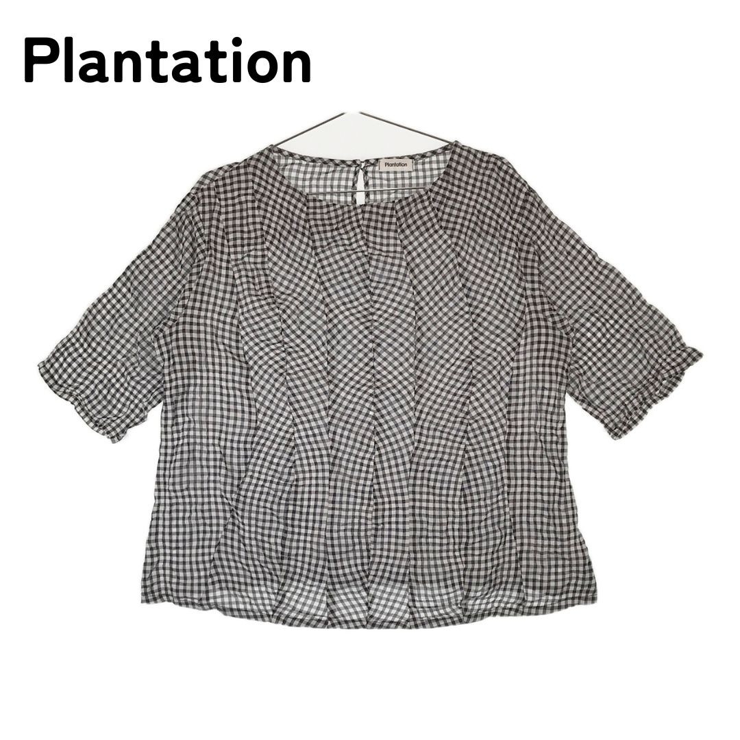Plantation プランテーション ギンガムチェック しゅわしゅわ ブラウス 