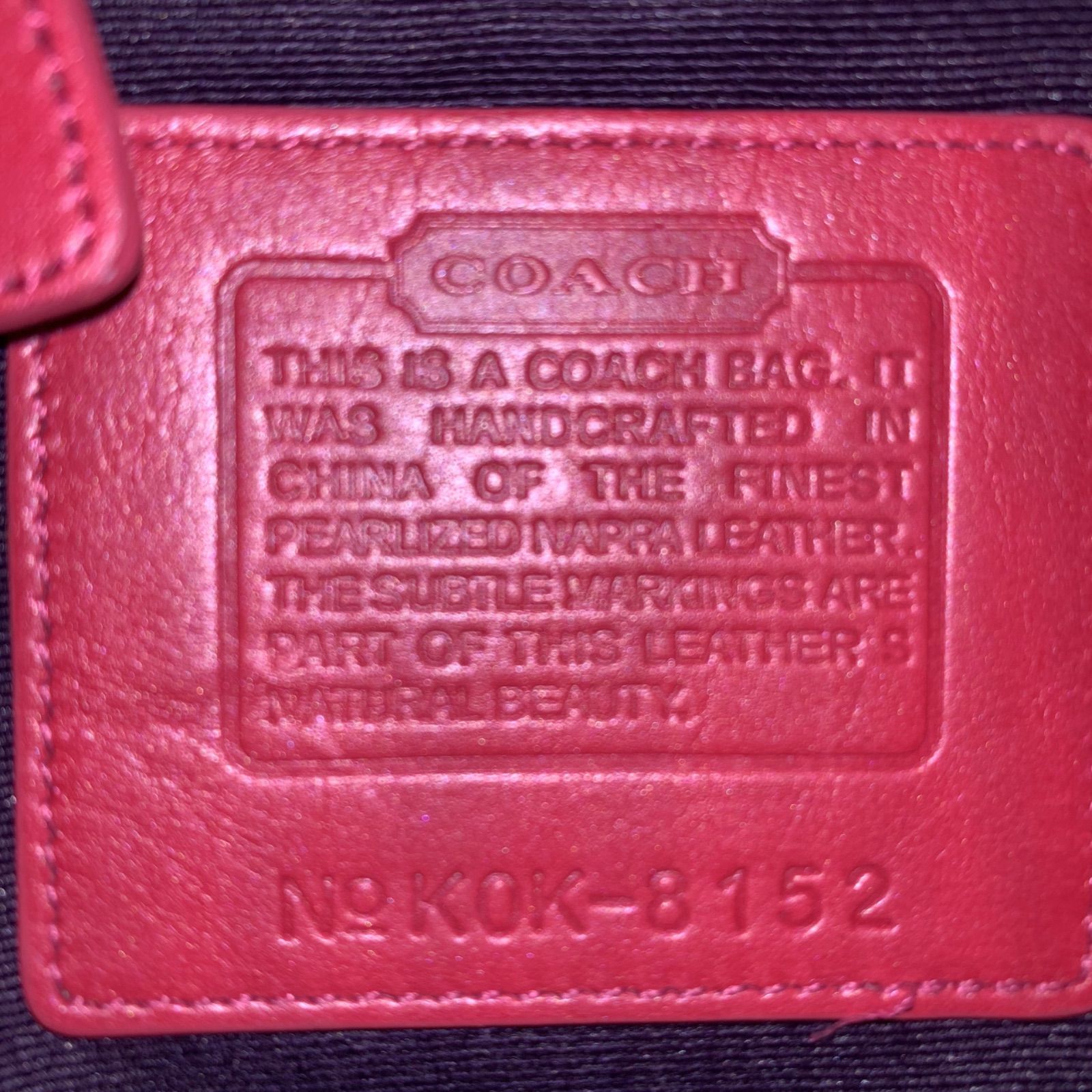85 COACH コーチ レザー ミニハンドバッグ シャイニーピンク K0K-8152 