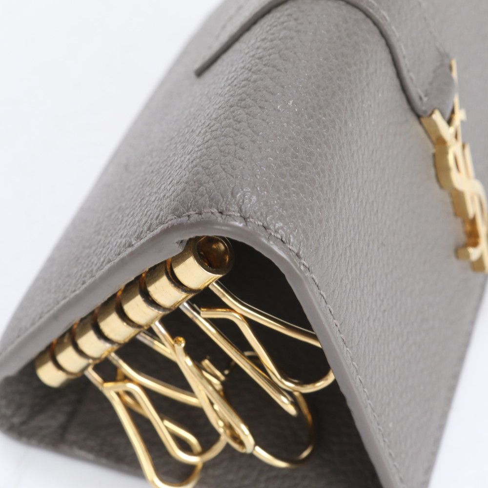 極美品 イヴ サンローラン YSL ロゴ フラップ 6連 レザーキー
