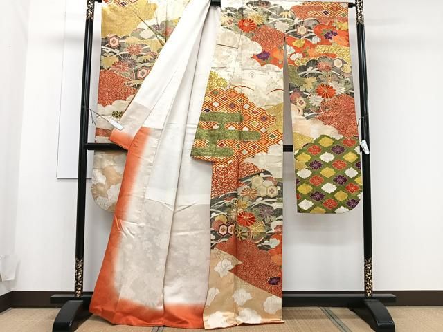 平和屋着物□豪華振袖 駒刺繍 吉祥花車文 金銀彩 正絹 逸品