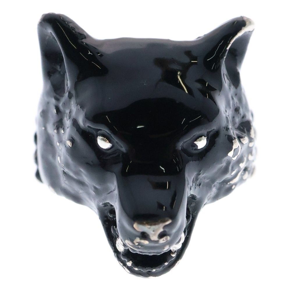 GUCCI アンガーフォレスト ウルフヘッド エナメルブラック リング 19号 GUCCI (グッチ) ANGER FOREST ENAMEL WOLF HEAD RING アンガー