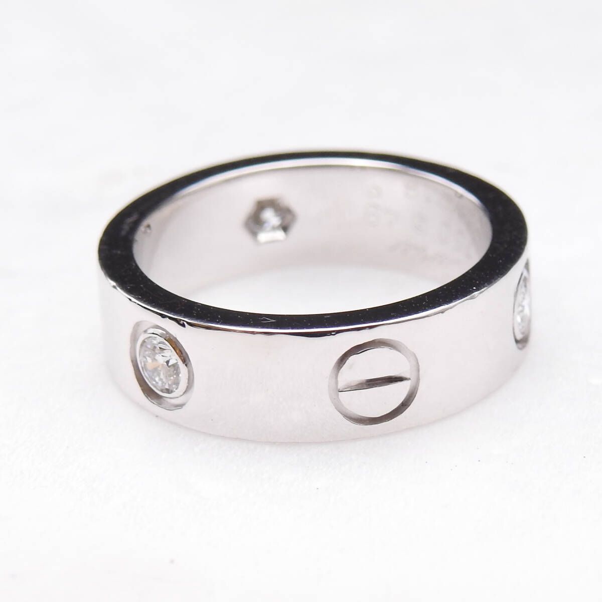 Cartier ハーフ ダイヤ 3P ラブリング 9号弱 / #49 K18WG LOVE（Cartier） カルティエ ラブリング 3Pダイヤモンド ハーフ