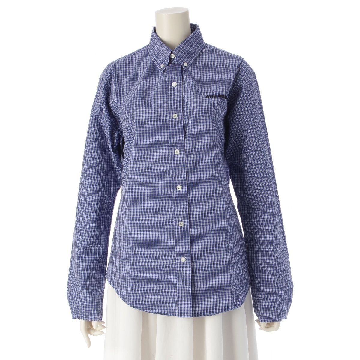 miumiu ミュウミュウ　24ss ボタンダウンチェックシャツ　M miumiu ミュウミュウ 24ss ボタンダウンチェックシャツ M 【公式通販】