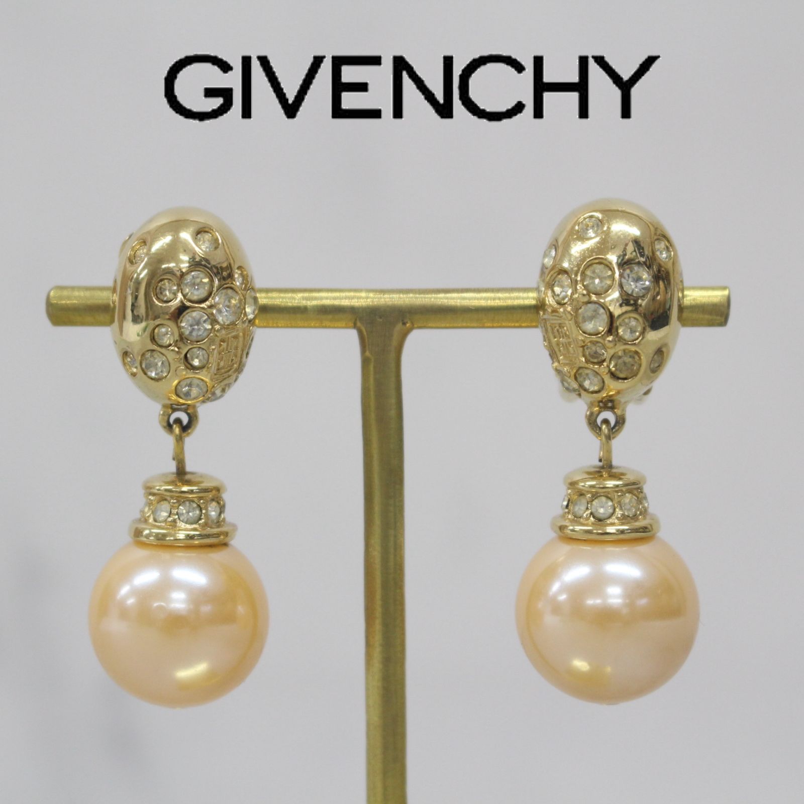 S262)GIVENCHY ヴィンテージイヤリング ゴールド パール ストーン - メルカリ