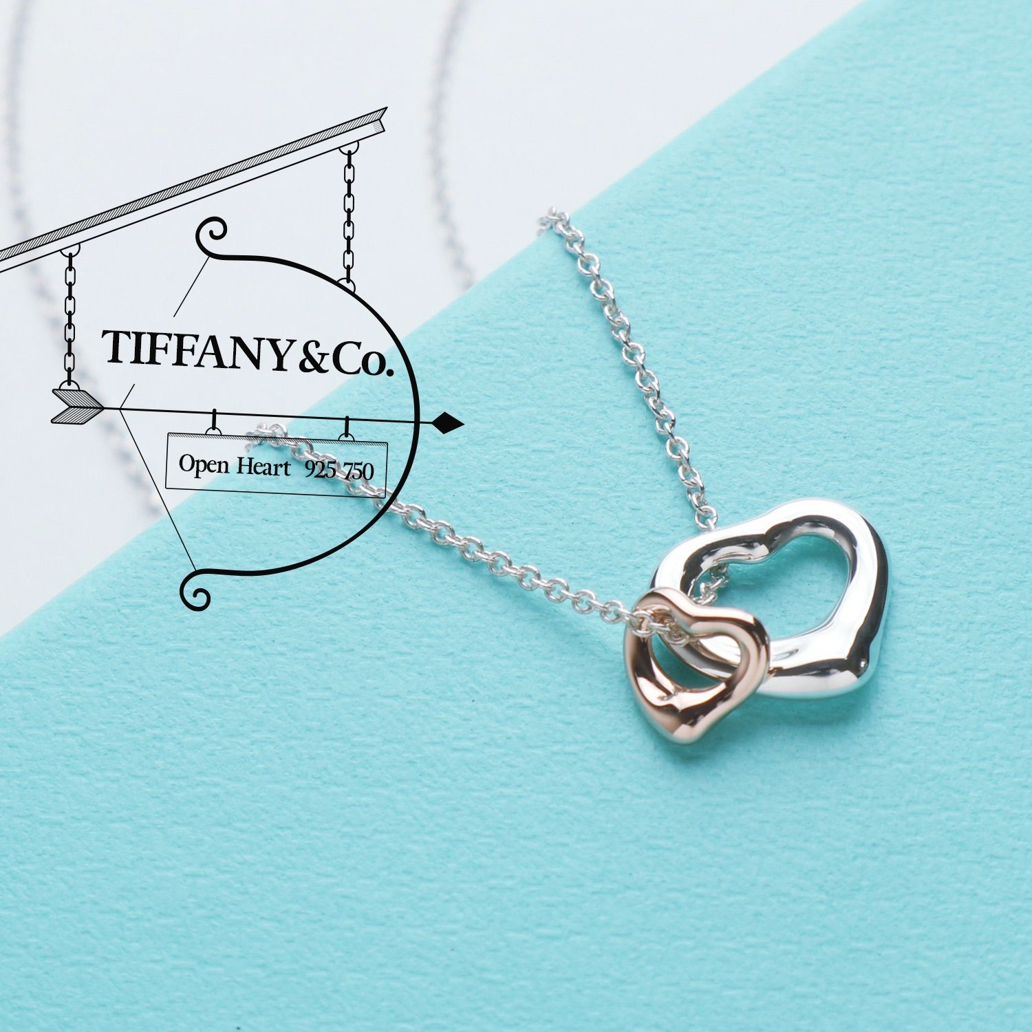 Tiffany ネックレス オープン ハート ダブルハート-