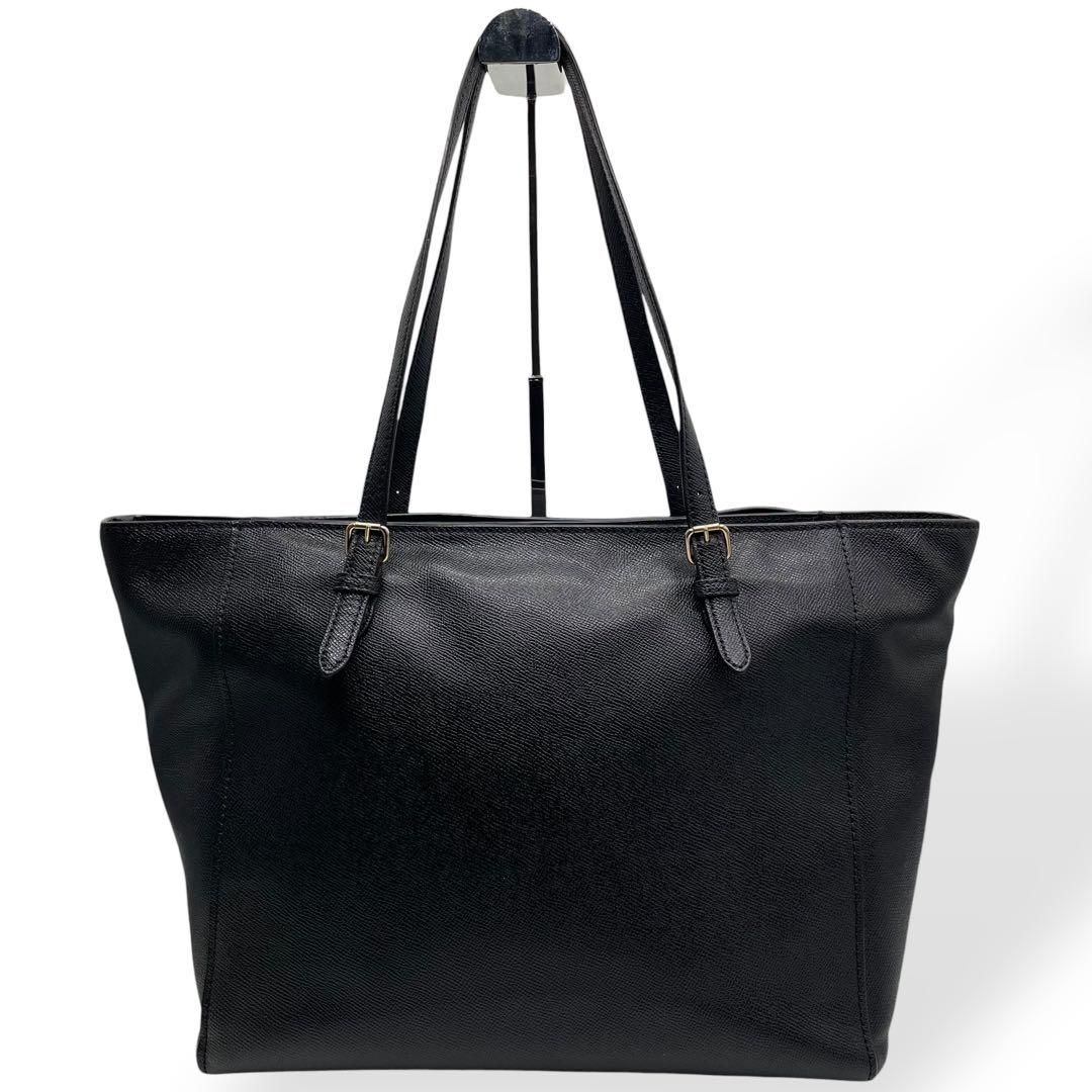 コーチ　COACH ハンドバッグ　トートバッグ　レザー　シボ革　ゴールド金具　黒 ほぼ未使用】コーチCOACHシボレザートートバッグブラック本革