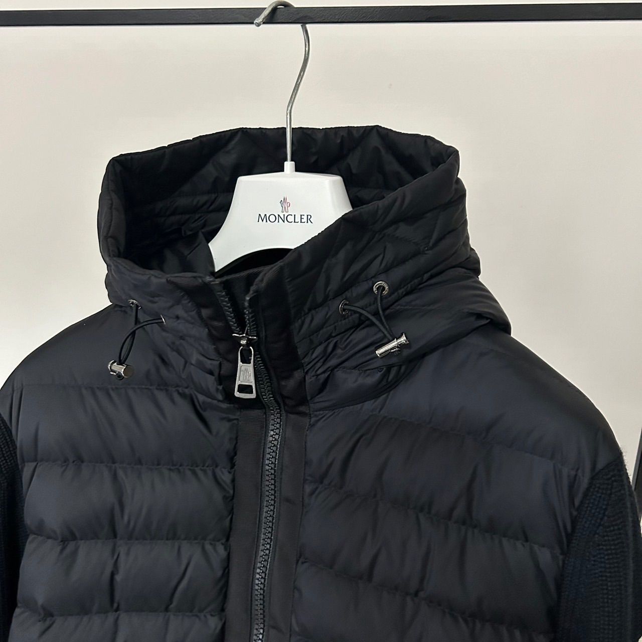 モンクレール★ハイブリッドダウンニット★ロング★ブラック★S★超美品 モンクレール☆MONCLER☆定番ハイブリッドダウンニット