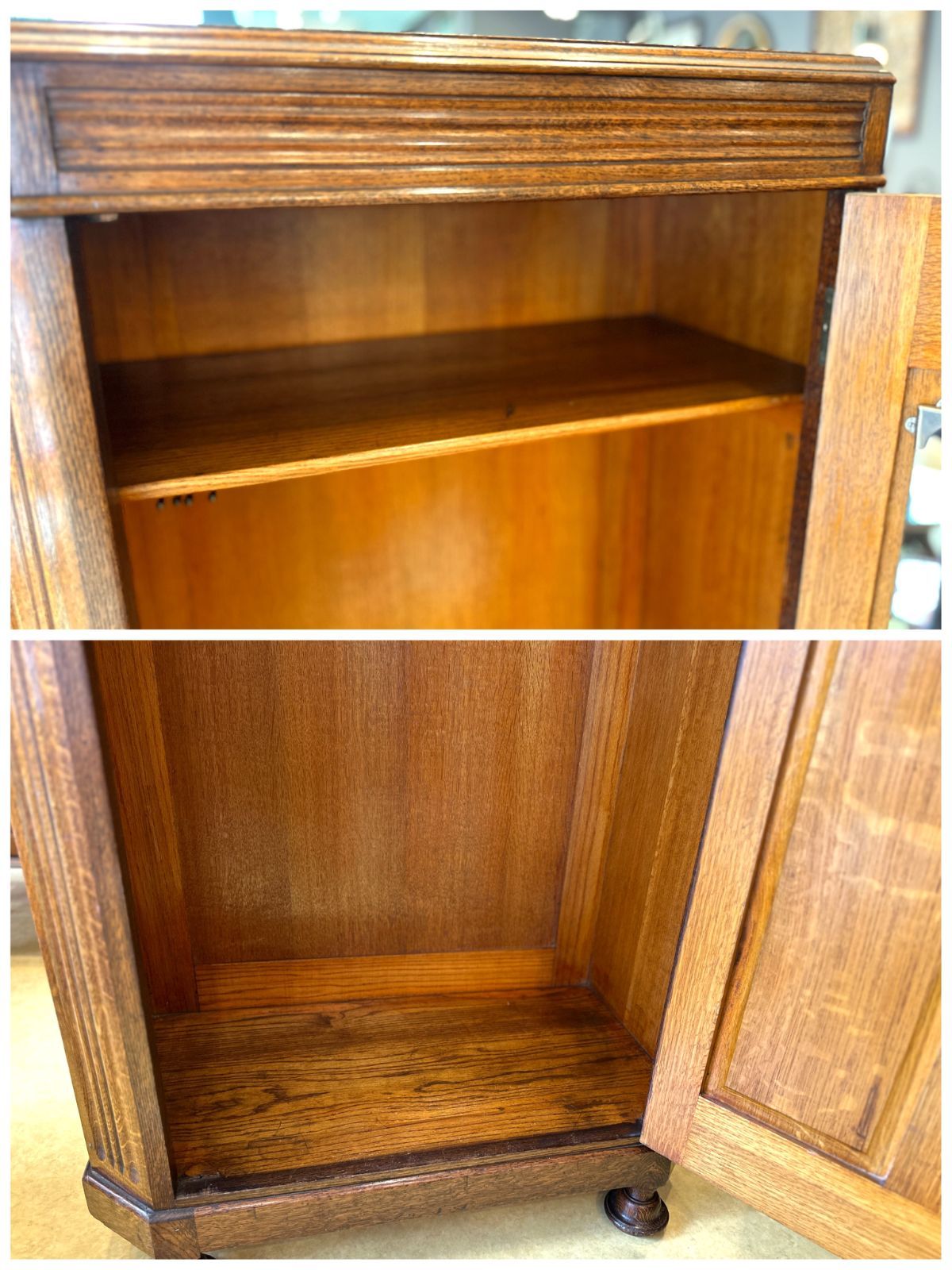 イギリスアンティーク リネンフォールドオークワードローブ