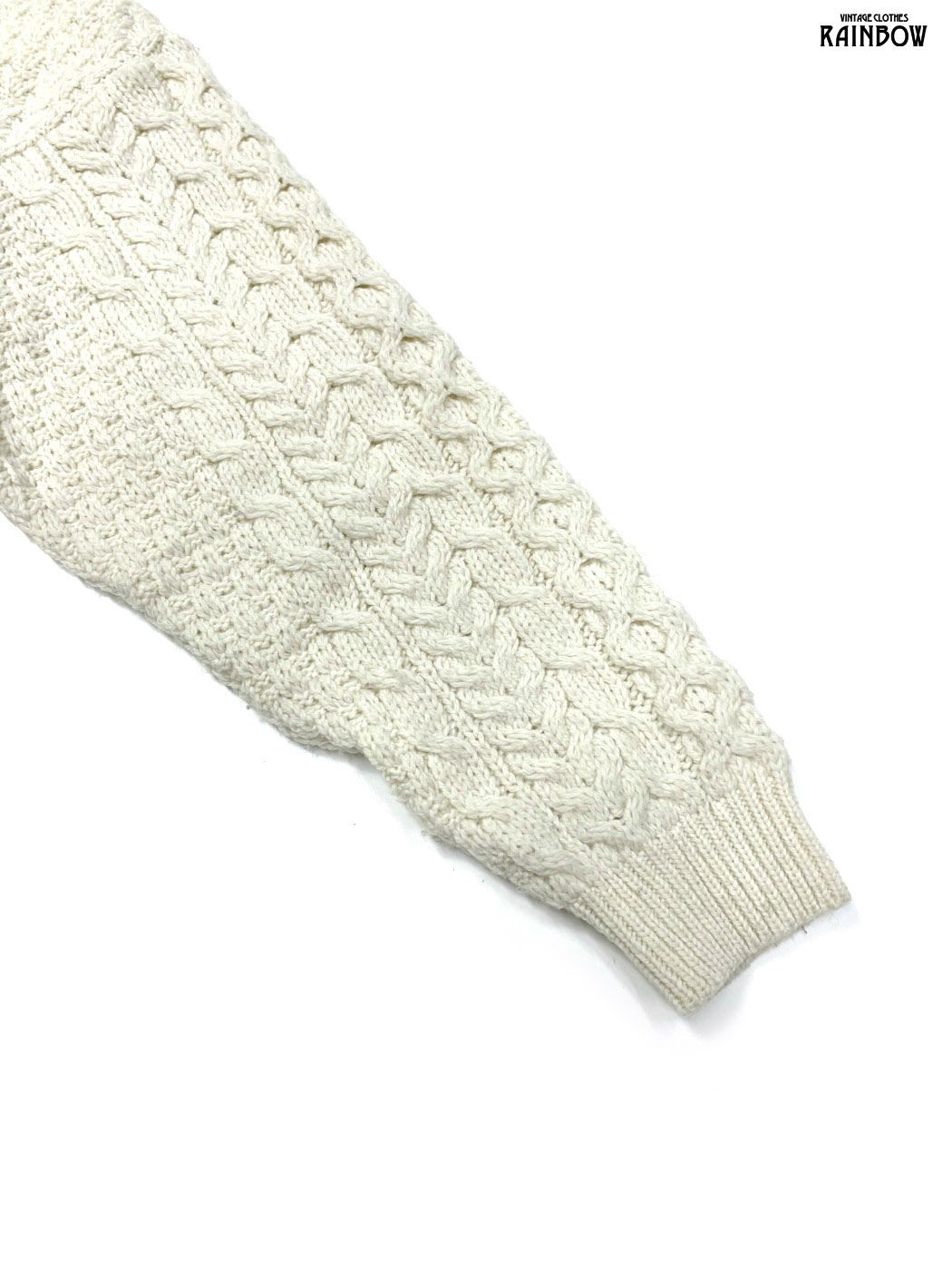  古着 carraig donn キャレイグドン ケーブル編み アイルランド製 無地 長袖 メリノウール100％ フィッシャーマン ニット セーター ベージュ 生成り ttu 2510020 その他 トップス