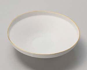 和食器  カ032-078 渕金白マットたわみ鉢(大)