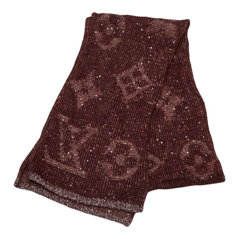 ルイ ヴィトン モノグラム グリッター スパンコール ワインレッド ナイロン コットン モヘヤ レディース LOUIS VUITTON 240-35268