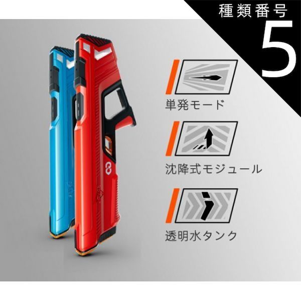 種類5 レッド|600mm Spyra Go水鉄砲青春版 新世代のウォーターガン 水鉄砲 電動 最大飛距離8メートル ボタンプッシュで給水 パワフル ウォーターバトル 夏 子供 大人 レジャー