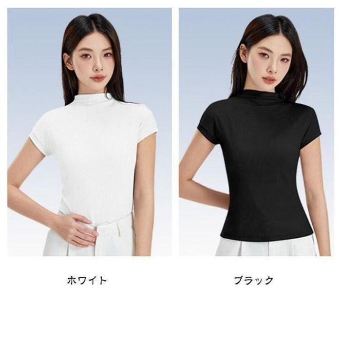 新品　テーラーメイド　モックネック　フレンチスリーブ　黒 フレンチスリーブモックネックT｜Tシャツ - etoll.
