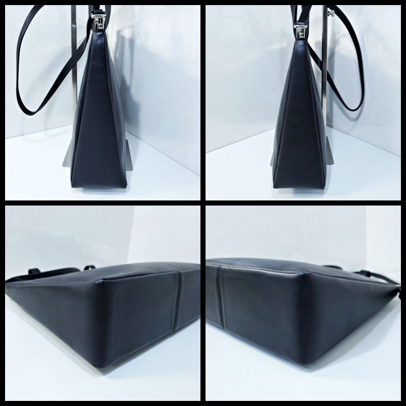 Salvatore Ferragamo ハンドバッグ ガンチーニ レザー 黒 Salvatore Ferragamo ガンチーニ レザー ハンドバッグ 黒