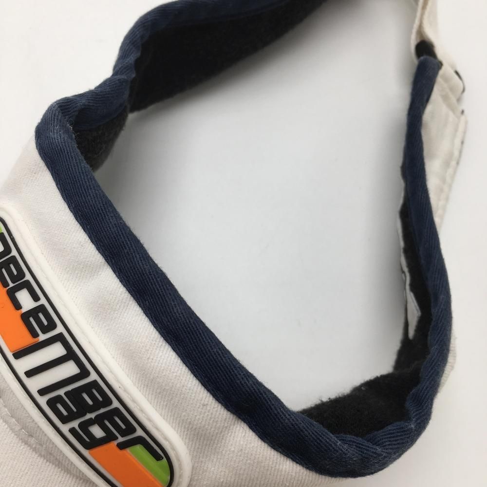 ディセンバーメイ サンバイザー 白×ネイビー 立体ロゴ ゴルフウェア