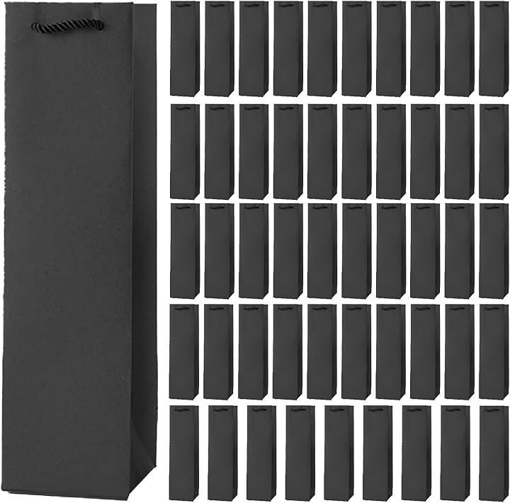 Boono ワイン 袋 大量 ワインバッグ 紙袋 手提げ袋 ギフトバッグ 縦長 酒袋 黒色 100枚