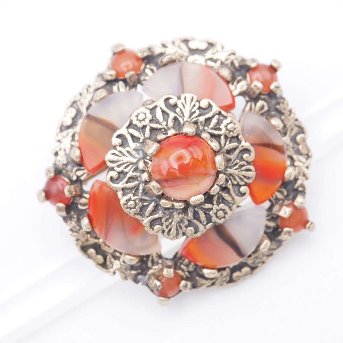 F685 イギリス ヴィンテージ MIRACLE ミラクル ブローチ 天然石風