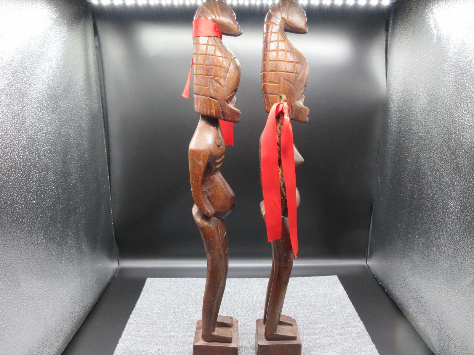 アフリカンスタイル 木製彫刻像 2体セット アチェ族彫男性木彫像 75cm アフリカン プリミティブアート