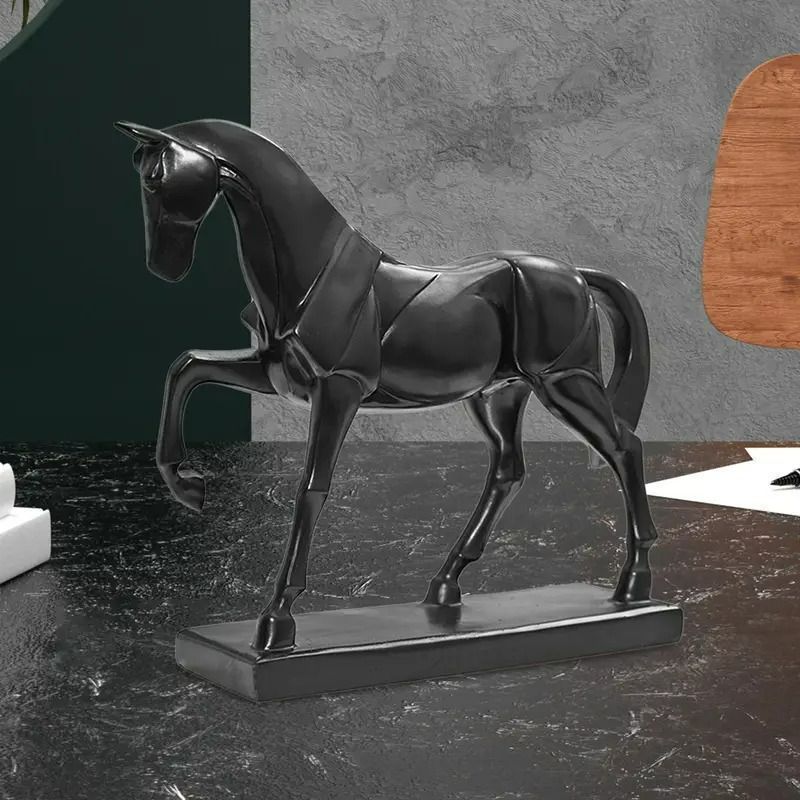 置物 ホース ブラック オブジェ 馬 お洒落 シンプル モダン かっこいい うま 3D 彫刻 ホームデコ インテリア オフィス アニマル kkkogk