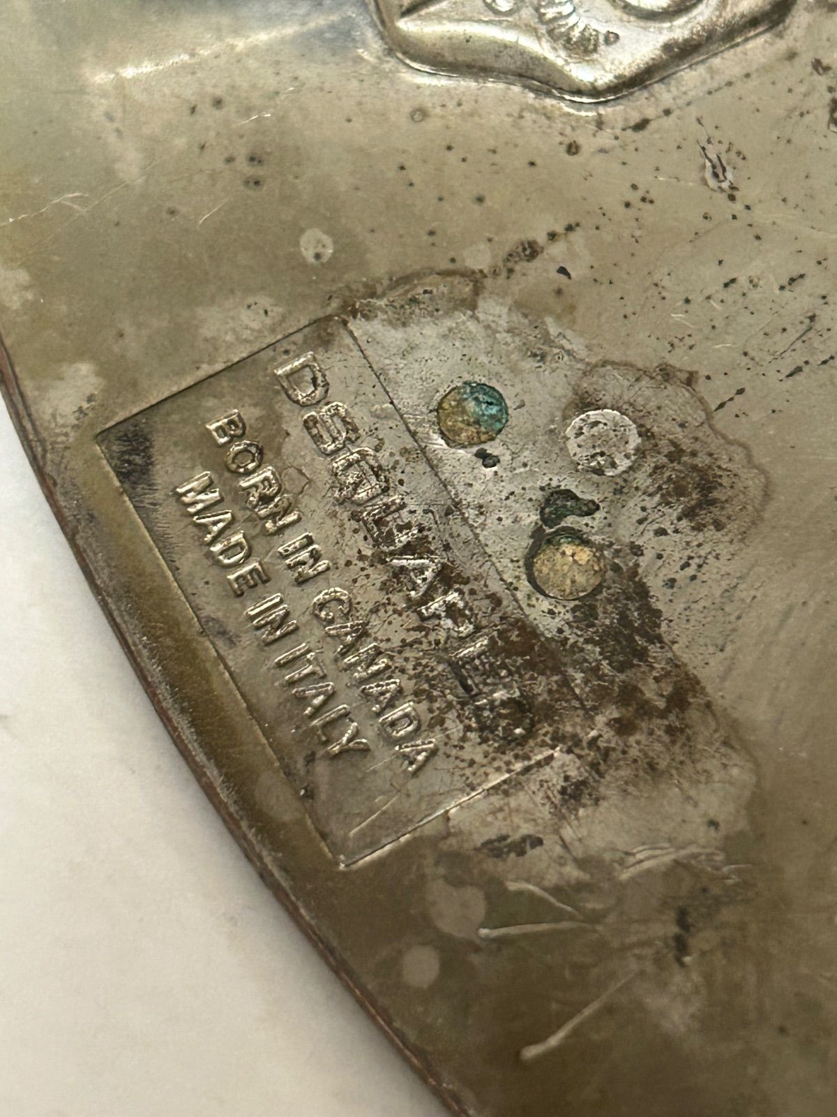 90年代ITALY製期DSQUARED重厚金属バックル-イタリー製茶芯ベルト