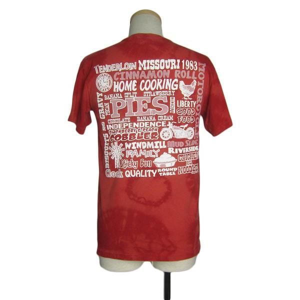 GILDAN ブリーチ加工 プリントtシャツ 赤 メンズ sサイズ 古着
