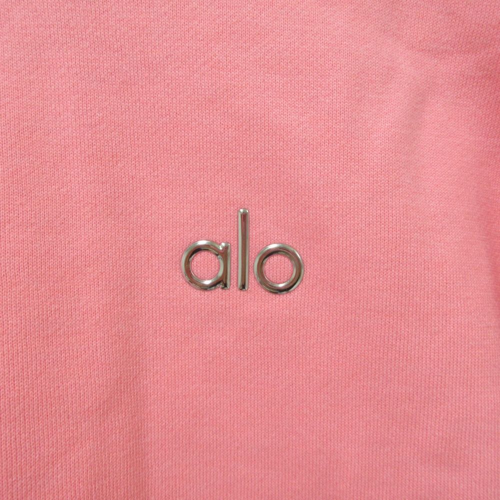  alo アロー 裏起毛 クロップド クルーネック スウェットシャツ トレーナー ピンク ヨガウェア レディース 古着 トレーナー スウェット トップス