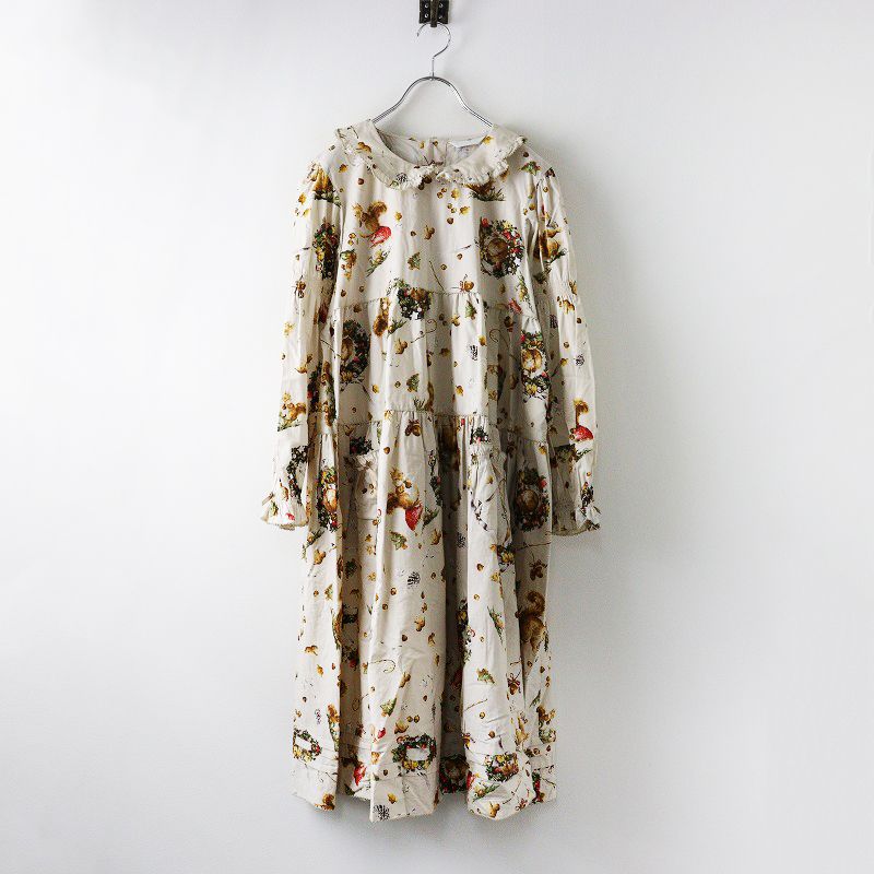 定価71500円 2025AW ピンクハウス PINK HOUSE ウィンターフォレストトリートプリントミディワンピース アイボリー 2400014397178