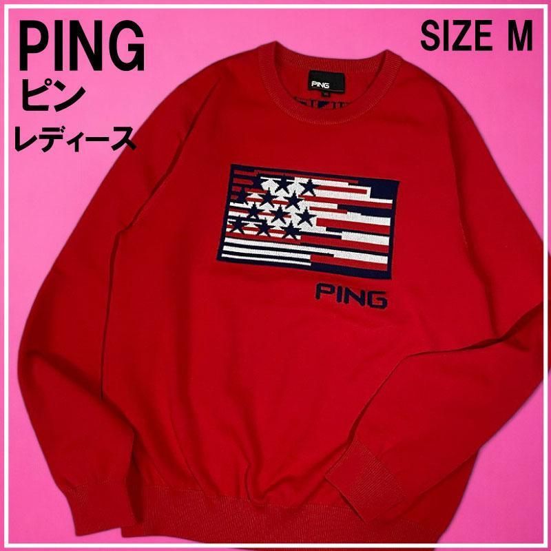 PING ピン 長袖 ニット セーター レッド M 星条旗 アメリカ