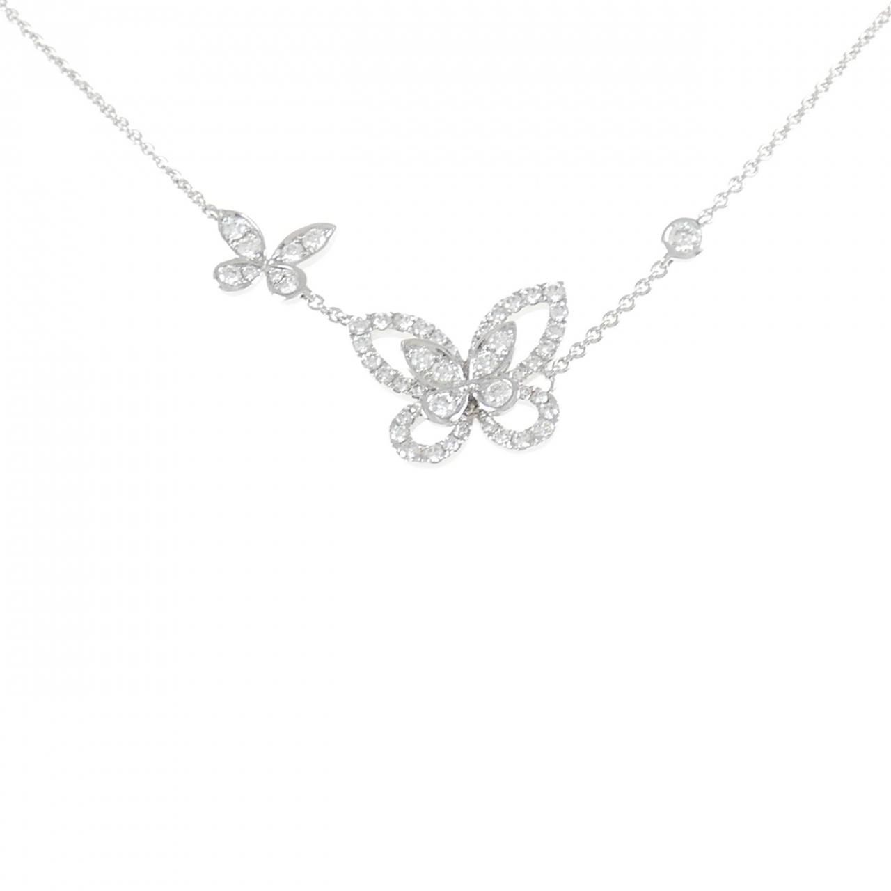 ダブル バタフライ シルエット ネックレス　シルバー グラフ ダブル バタフライ シルエット ネックレス
