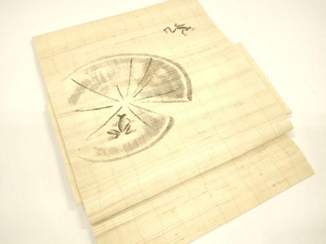 平和屋着物*夏物 つけ帯 手描き 蛙 麻 DAAY8129cm