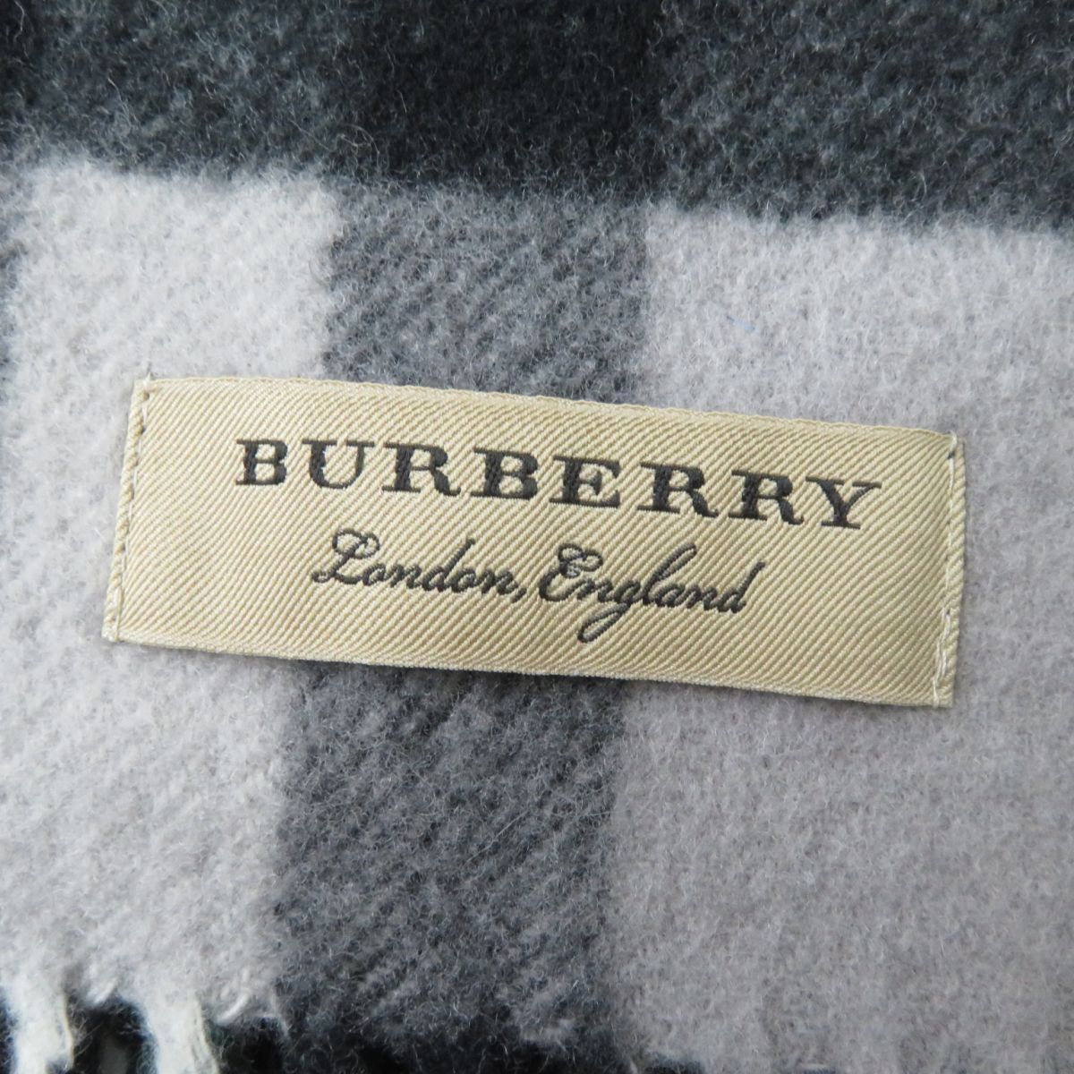 極美品☆BURBERRY バーバリー フリンジ付 カシミヤ混 厚手 大判