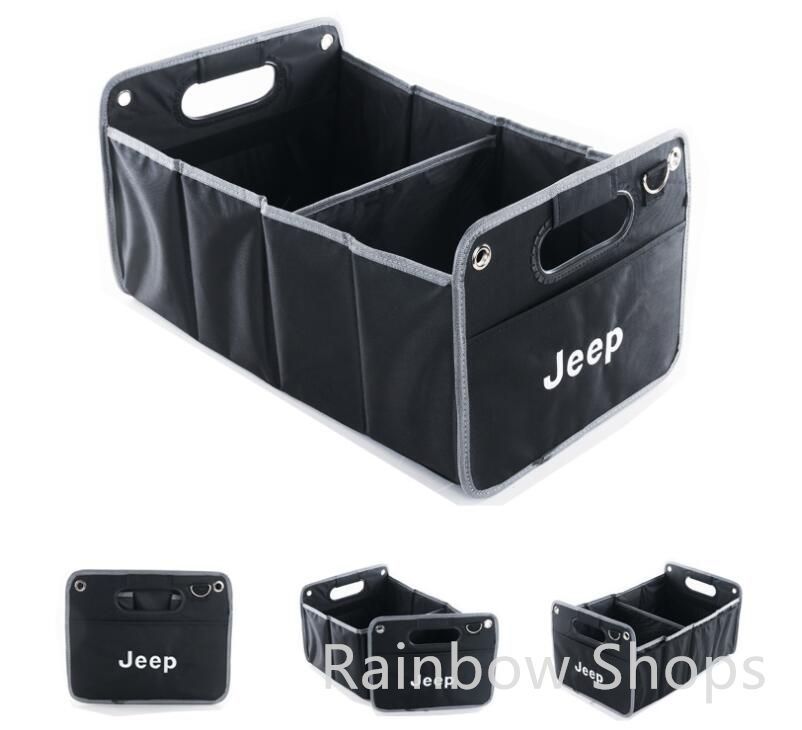 【新品未使用】ジープ Jeep 刺繍ロゴ入り  ソフト収納ボックス 折り畳み 車用トランク収納ボックス  大容量